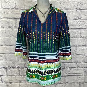 American Vintage 70’s wide collar polyester floral blouse